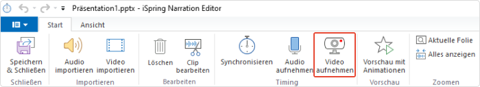 Schaltfläche Video aufzeichnen in iSpring Suite