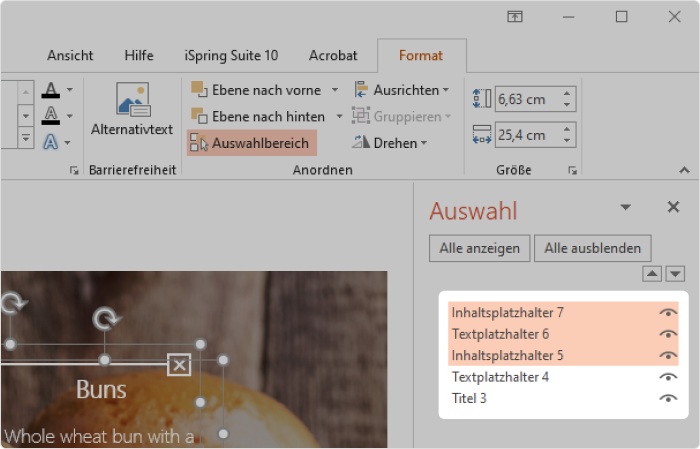 Auswahlbereich in PowerPoint