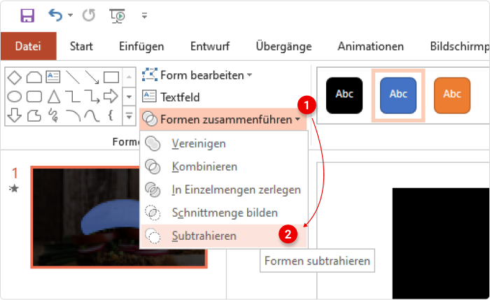 Formen in PowerPoint zusammenführen