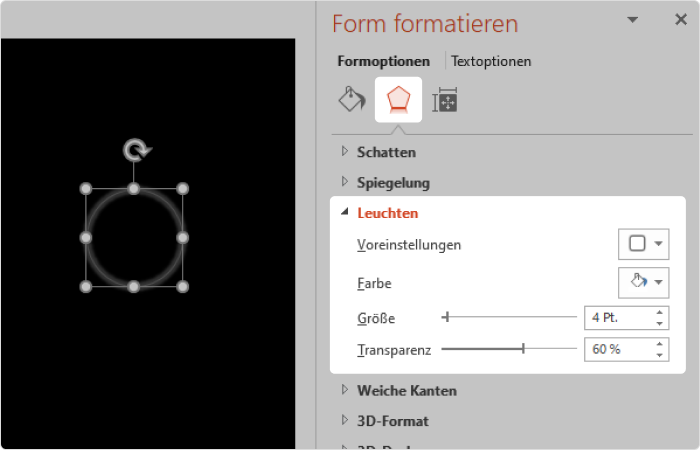 Hinzufügen der Powerpoint-Effekte