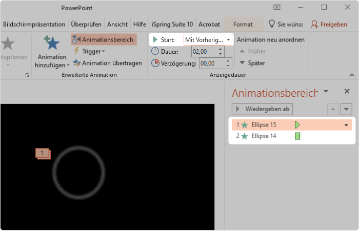 Animieren einer Schaltfläche in PowerPoint