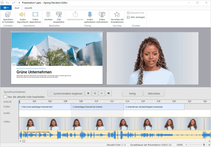 Beispiel einer in iSpring Suite erstellten Videopräsentation