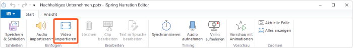 Importieren eines Videos in iSpring Suite