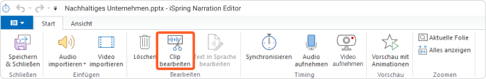 Schaltfläche Clip bearbeiten in iSpring Suite