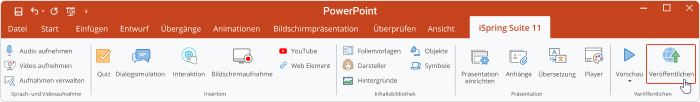 Publizieren einer Präsentation in iSpring Suite Max