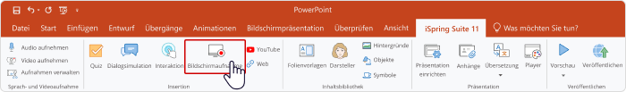 Bildschirmaufzeichnung in iSpring Suite