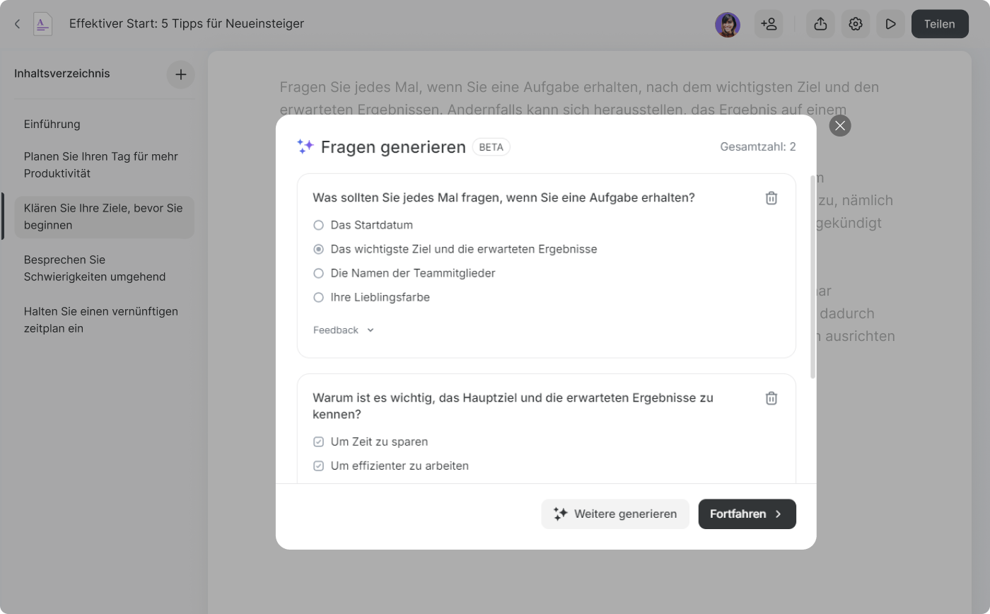 Quiz erstellen mit iSpring KI