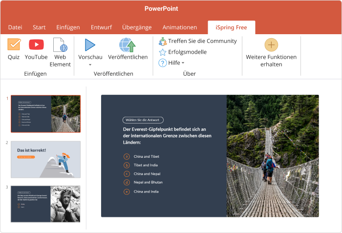 Quiz online erstellen mit iSpring Free