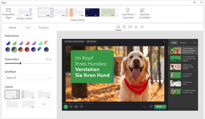 Anpassbarer Kurs-Player PowerPoint Präsentationen mit ChatGPT erstellen: Anpassbarer Kurs-Player