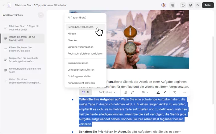 Intelligente Textbearbeitung PowerPoint Präsentationen mit ChatGPT erstellen: iSpring KI